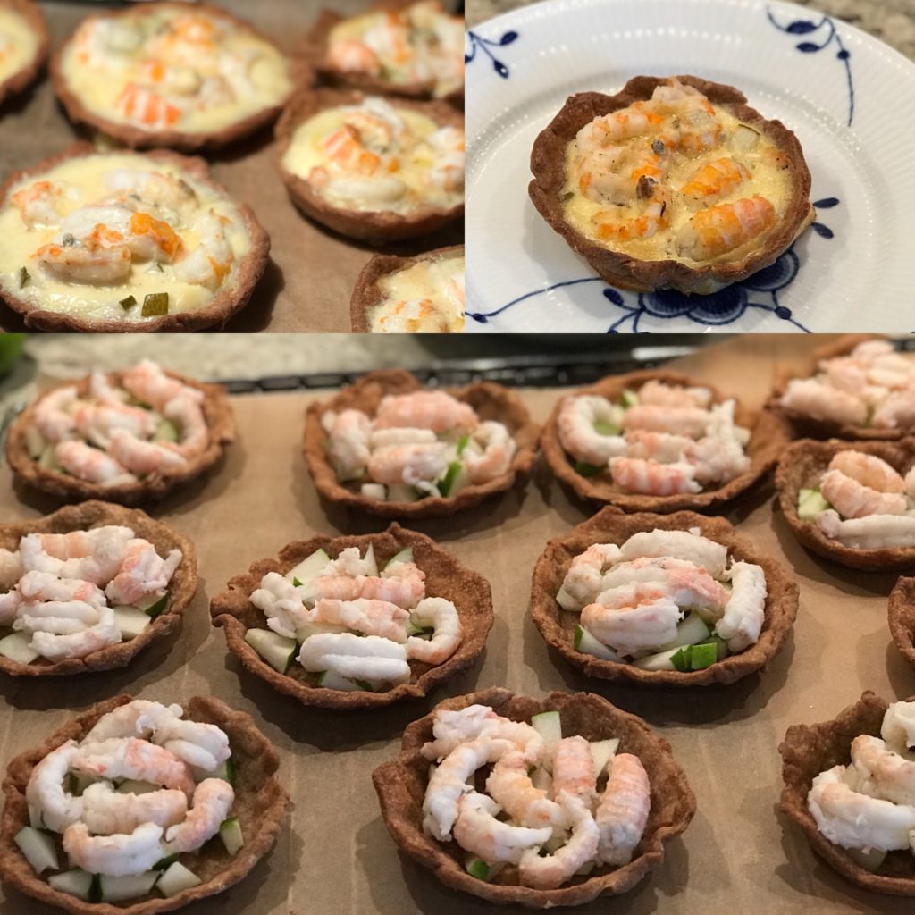 Tærte med jomfruhummerhaler og pære